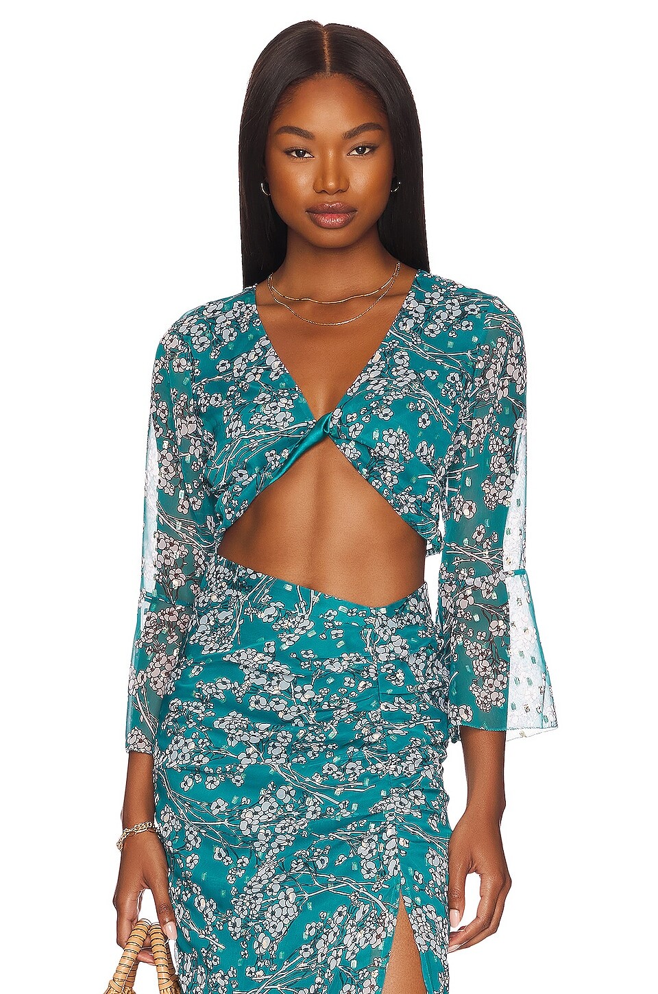 

Топ House of Harlow 1960 x REVOLVE Veyda, цвет Teal Floral Multi