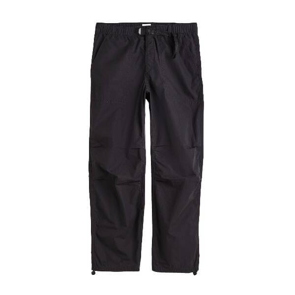 

Брюки H&M Relaxed Fit Belted, черный