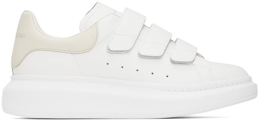 

Белые большие кеды с тройными ремешками Alexander McQueen