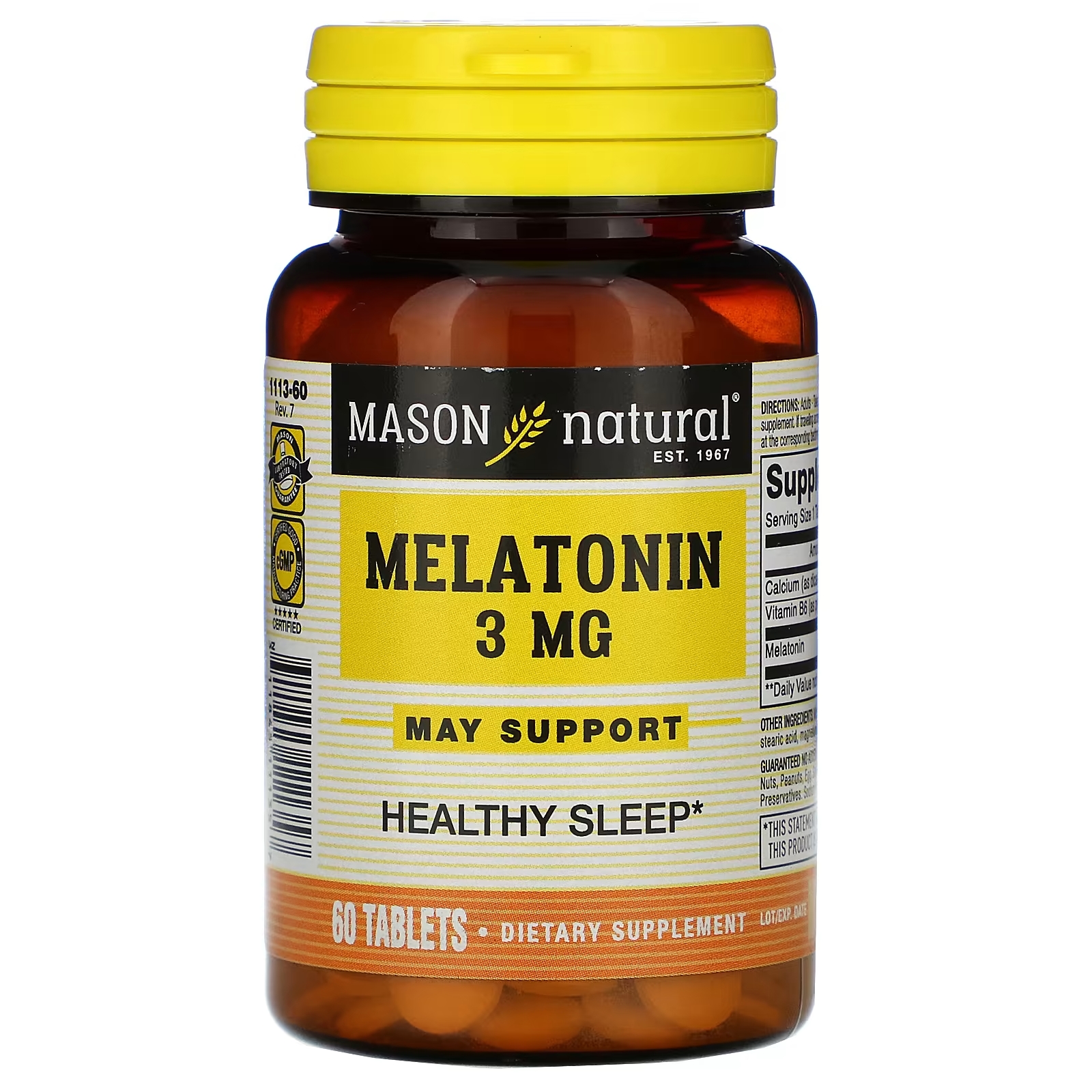 Мелатонин Mason Natural, 60 таблеток mason natural мультивитамины с железом 365 мини таблеток