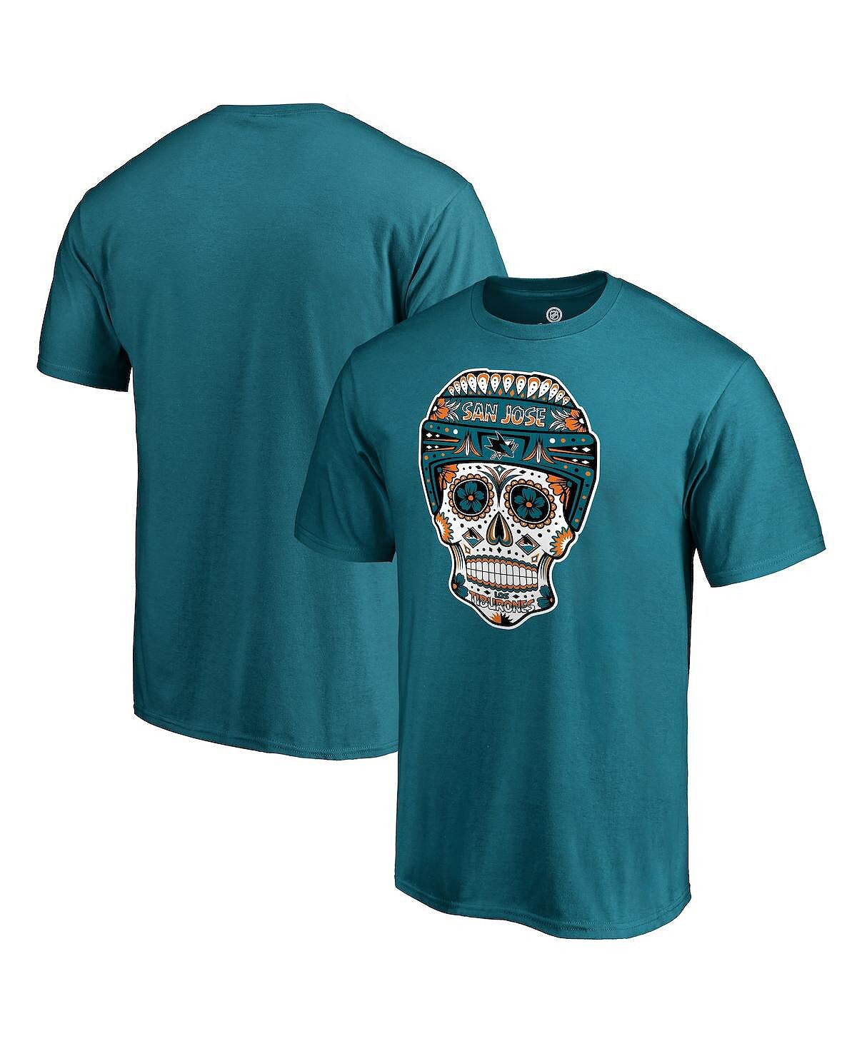 

Мужская бирюзовая футболка san jose sharks sugar skull Fanatics, бирюзовый