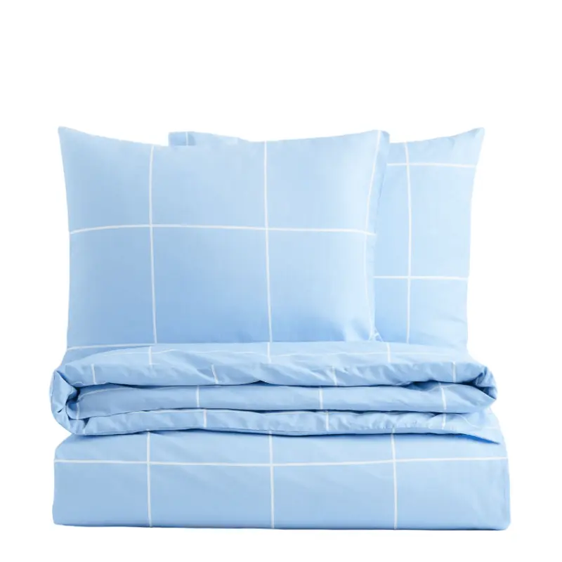 

Комплект двуспального постельного белья H&M Home, голубой/в клетку