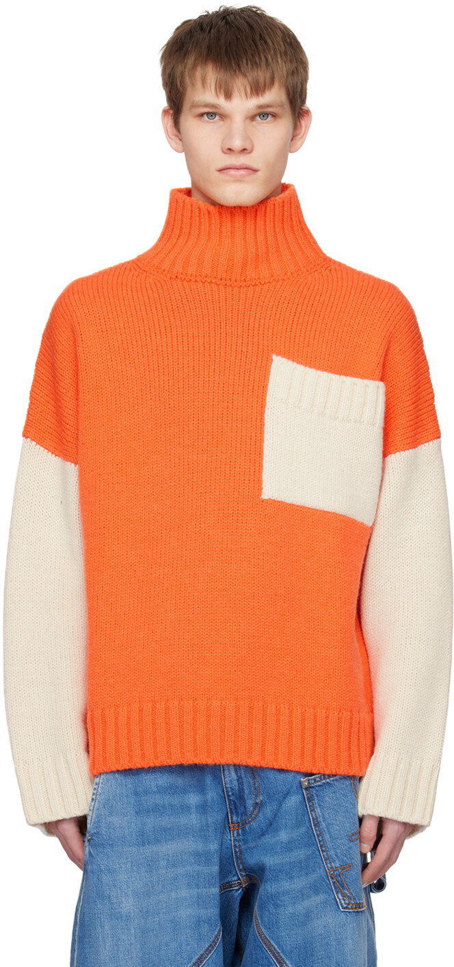 

Оранжево-белая водолазка с накладными карманами JW Anderson, Оранжевый