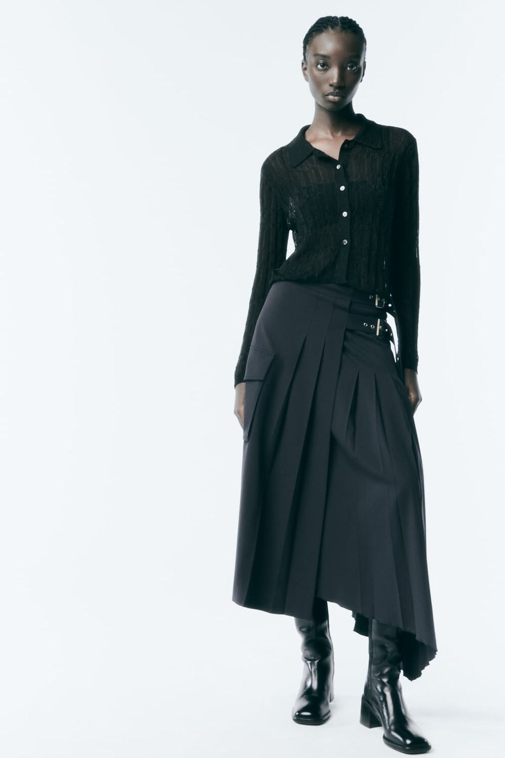 

Кардиган металлизированной вязки ZARA, черный