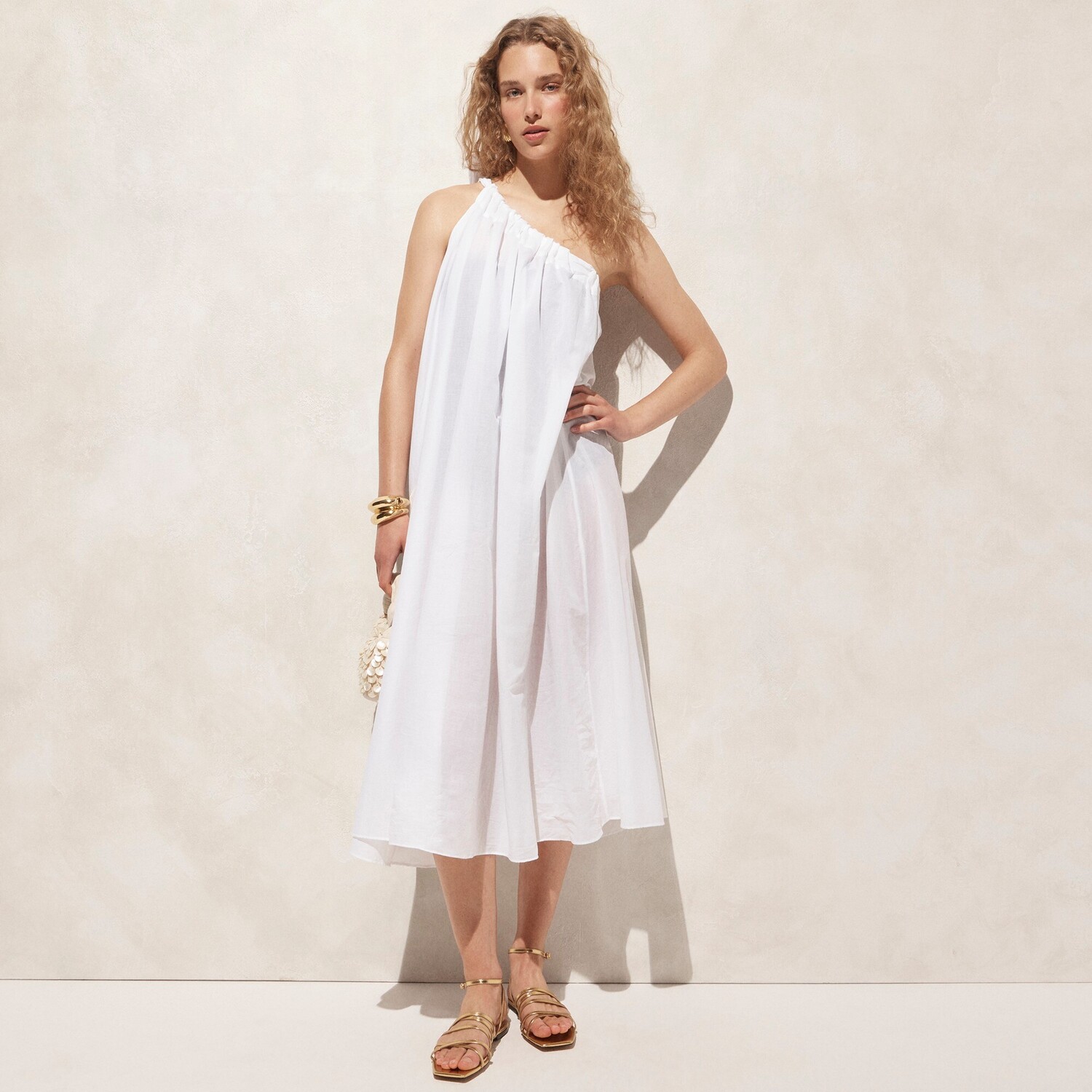

Пляжное платье на одно плечо из хлопковой вуали J.Crew, белый
