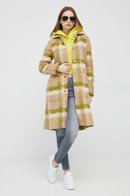 

Пальто из смесовой шерсти United Colors of Benetton, бежевый