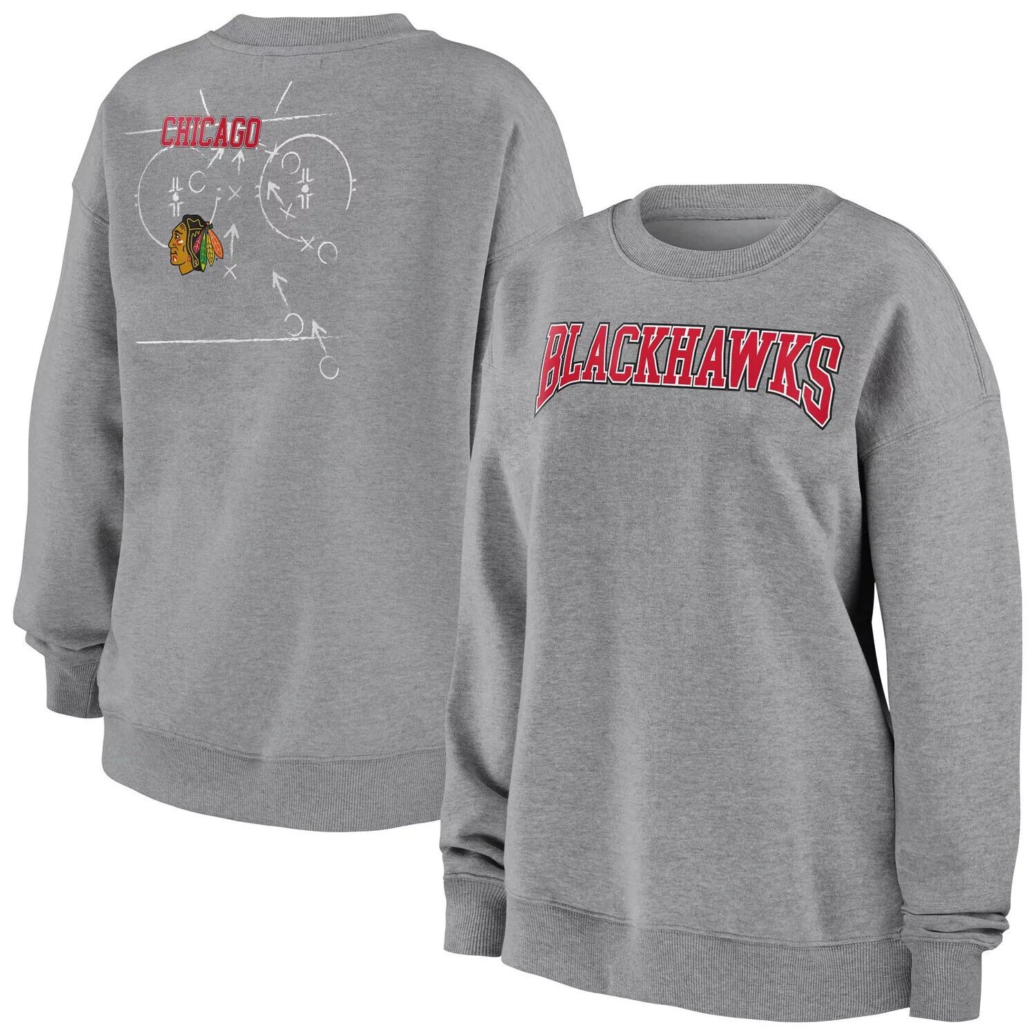 

Женская WEAR by Erin Andrews Серый свитшот с длинным рукавом Chicago Blackhawks Heathered