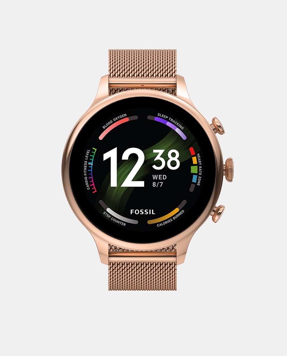 

Женские умные часы Fossil Gen 6 FTW6082 из нержавеющей стали цвета розового золота с сетчатым ремешком из нержавеющей стали цвета розового золота диаметром 22 мм Fossil, розовый