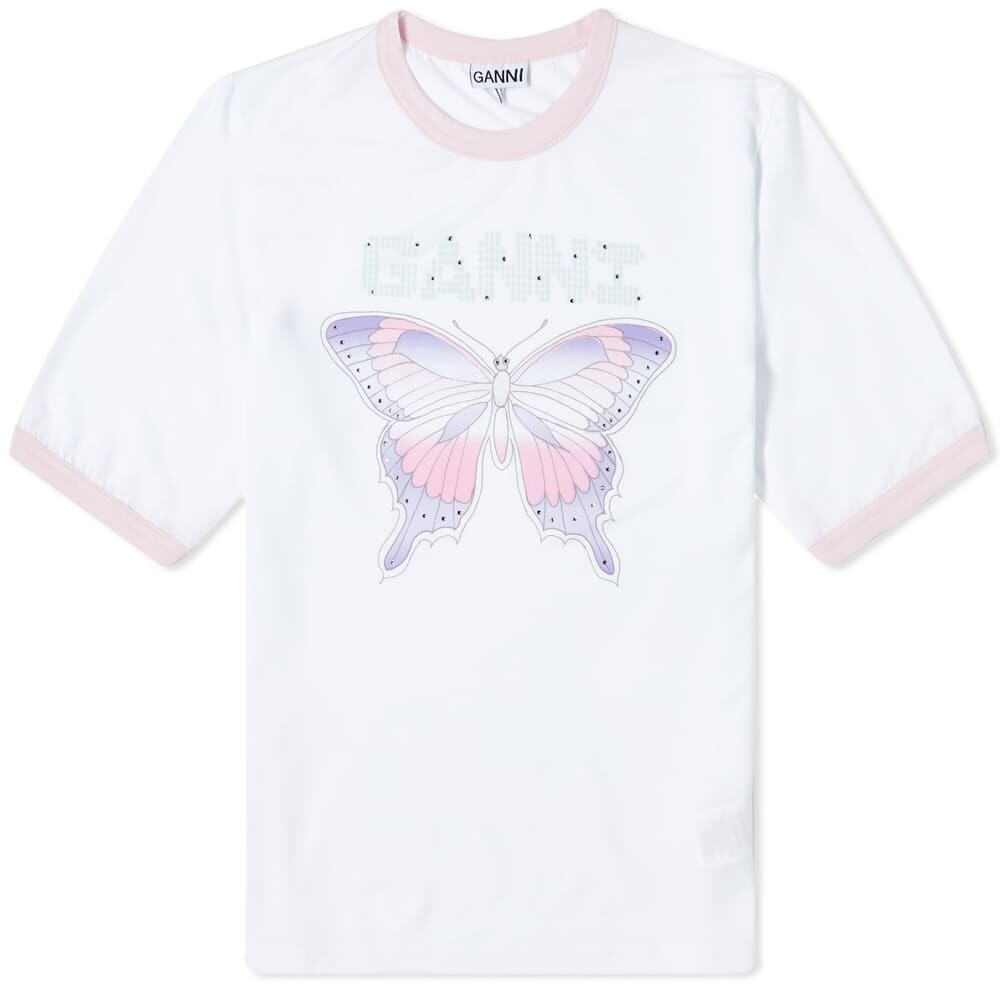 

Футболка GANNI Butterfly Logo Fitted Tee