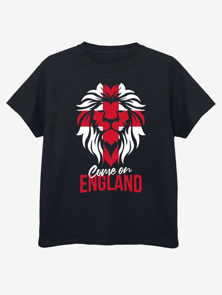 

NW2 Черная футболка с принтом Come On England Lion Head Kids George., черный