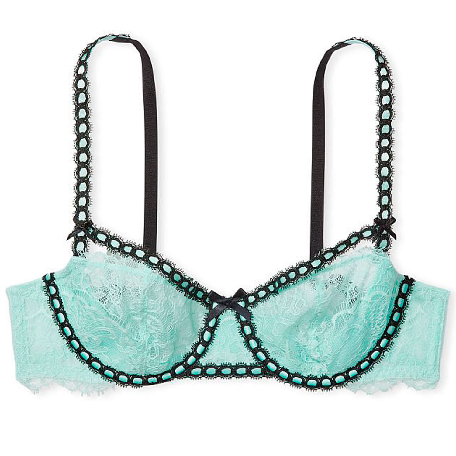 

Бюстгальтер-балконет с лентами Victoria's Secret Dream Angels Wicked Unlined, светло-зеленый/черный