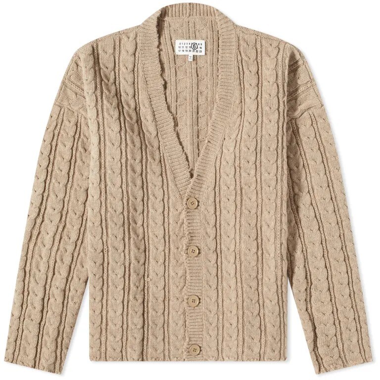 

Кардиган Mm6 Maison Margiela Cable Knit, бежевый