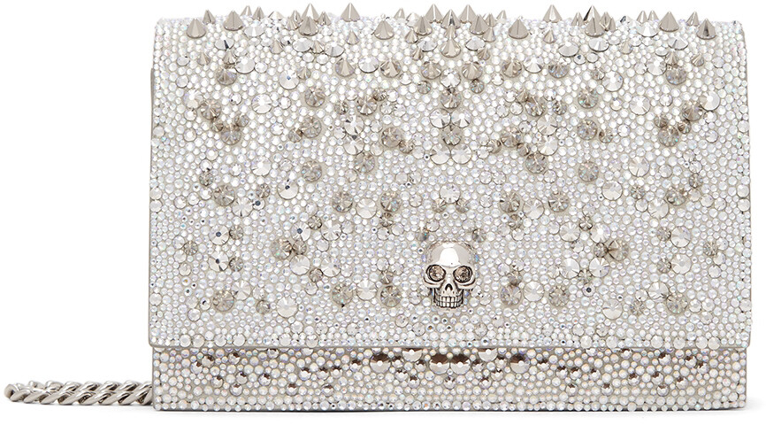 

Белая мини-сумка через плечо с черепом Alexander McQueen