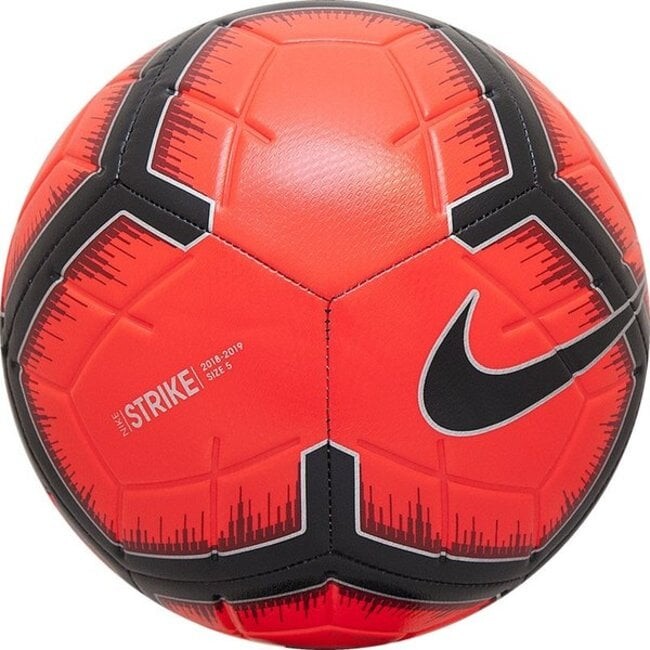 

Мяч футбольный Nike Strike р.5, 12 панелей, красный/черный/серебряный