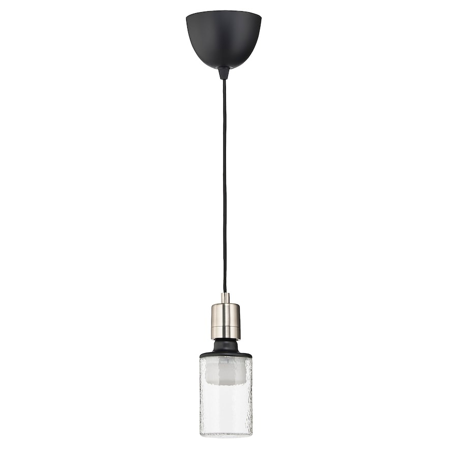 Потолочный светильник+лампа Ikea Skaftet/Molnart Textile Nickel-plated Tube-shaped With Pattern, прозрачный