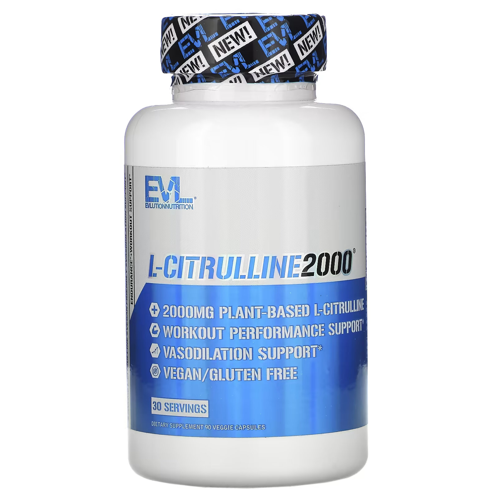 EVLution Nutrition, L-Citrulline2000, 90 растительных капсул evlution nutrition mushroommode 90 растительных капсул