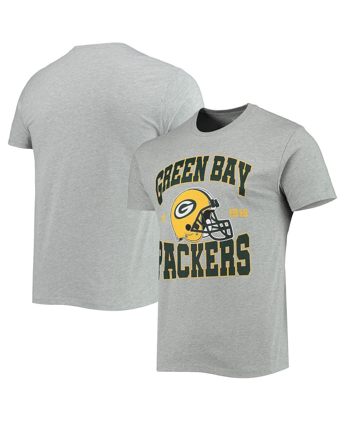 

Мужская футболка со шлемом grey green bay packers с меланжевым покрытием Junk Food, мульти