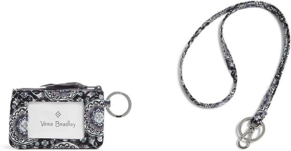 

Женский хлопковый кошелек Vera Bradley на молнии с чехлом для документов, черный