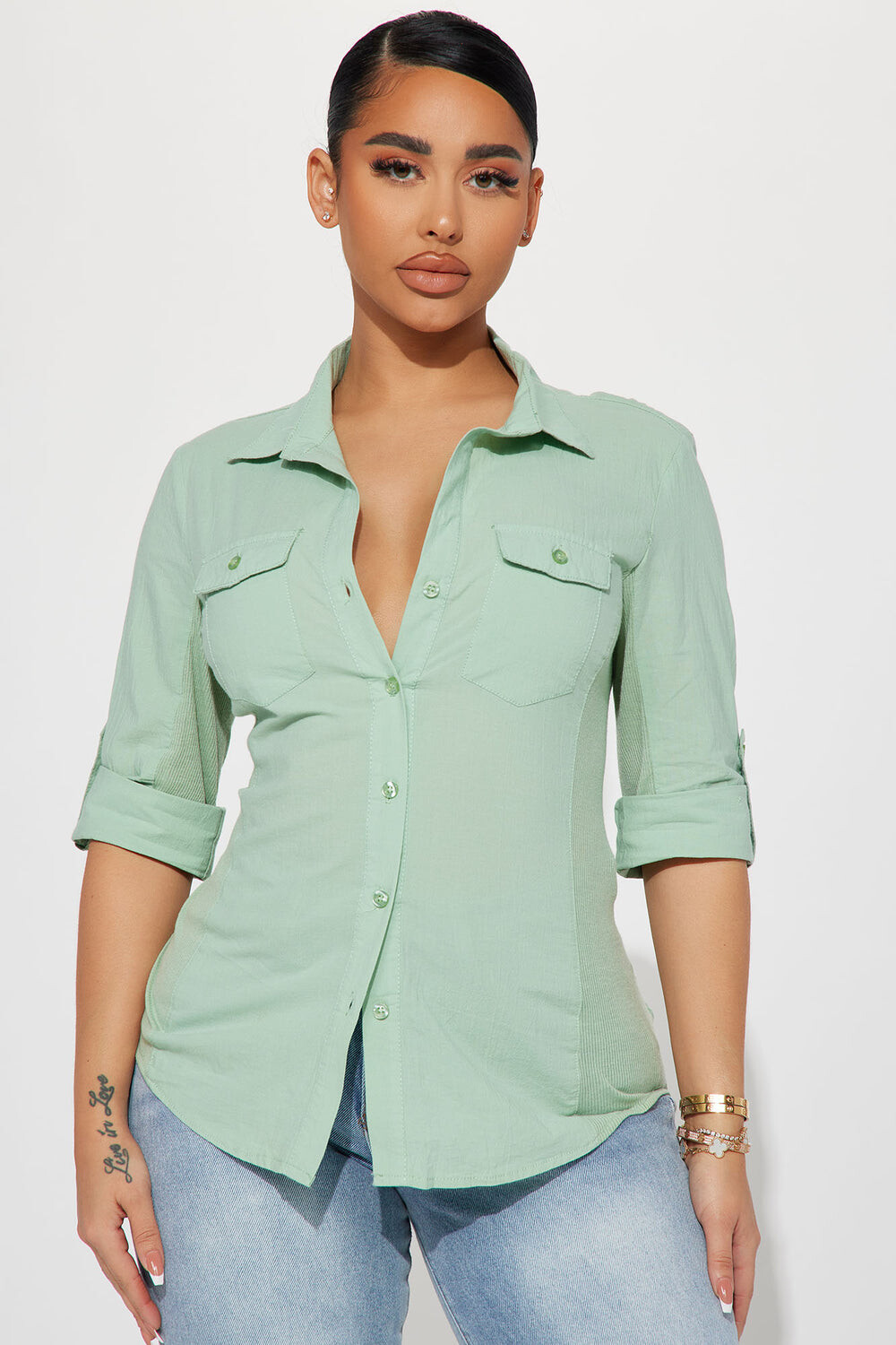 

Топ Fashion Nova WTP01, шалфей