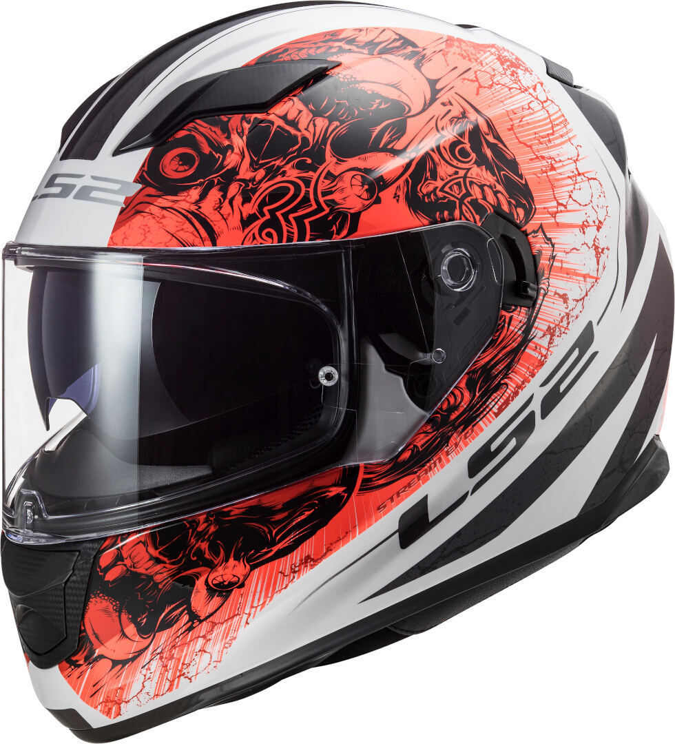 Шлем LS2 FF320 Stream Evo Throne, бело-оранжевый цена и фото