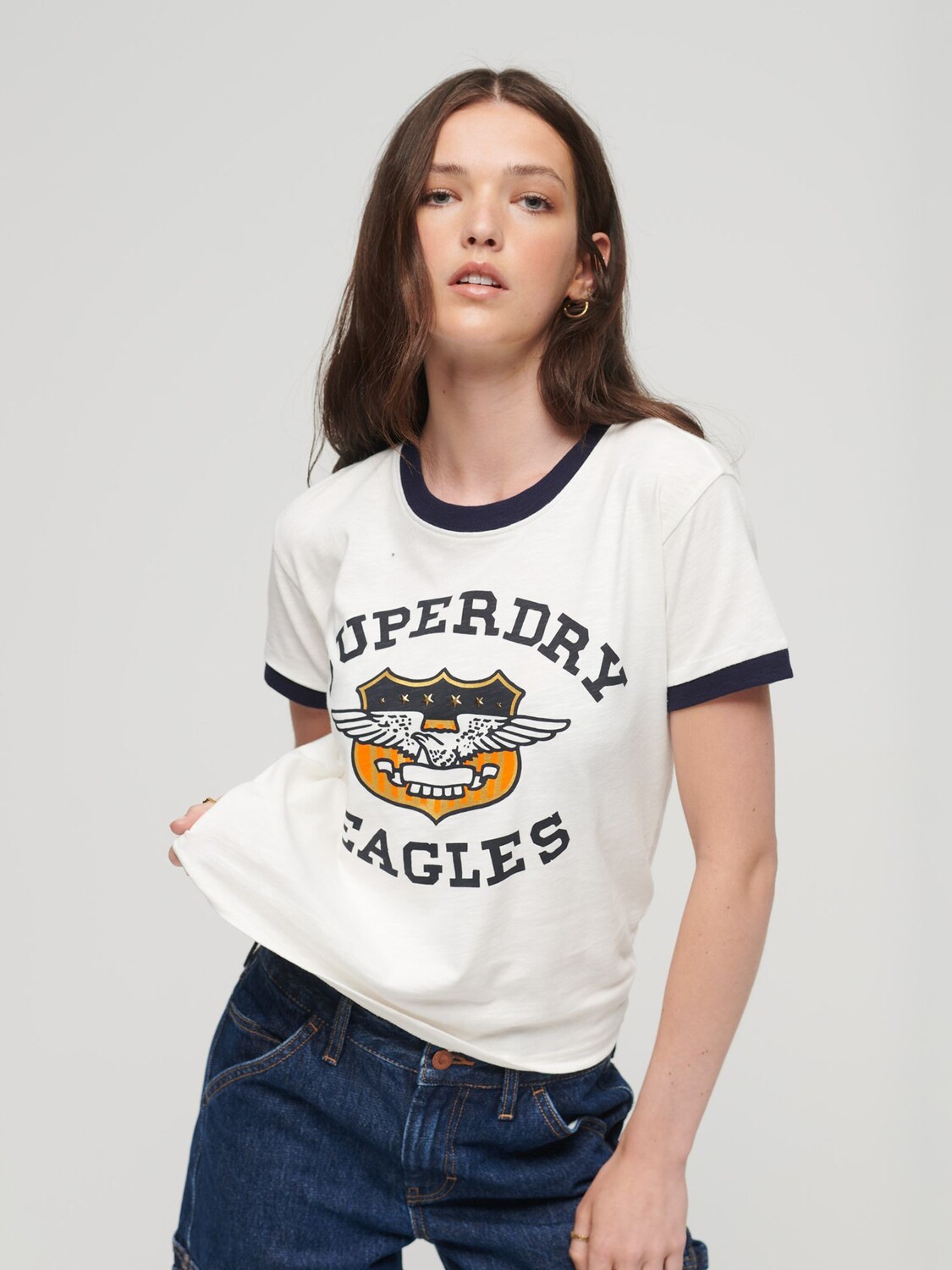 

Винтажная футболка с рисунком Americana Superdry, экрю/насыщенный темно-синий