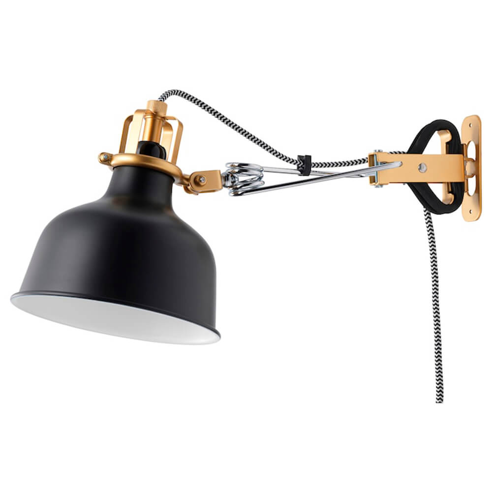 подвесной светильник ikea ranarp 23 см черный Настенная лампа с зажимом Ikea Ranarp, черный
