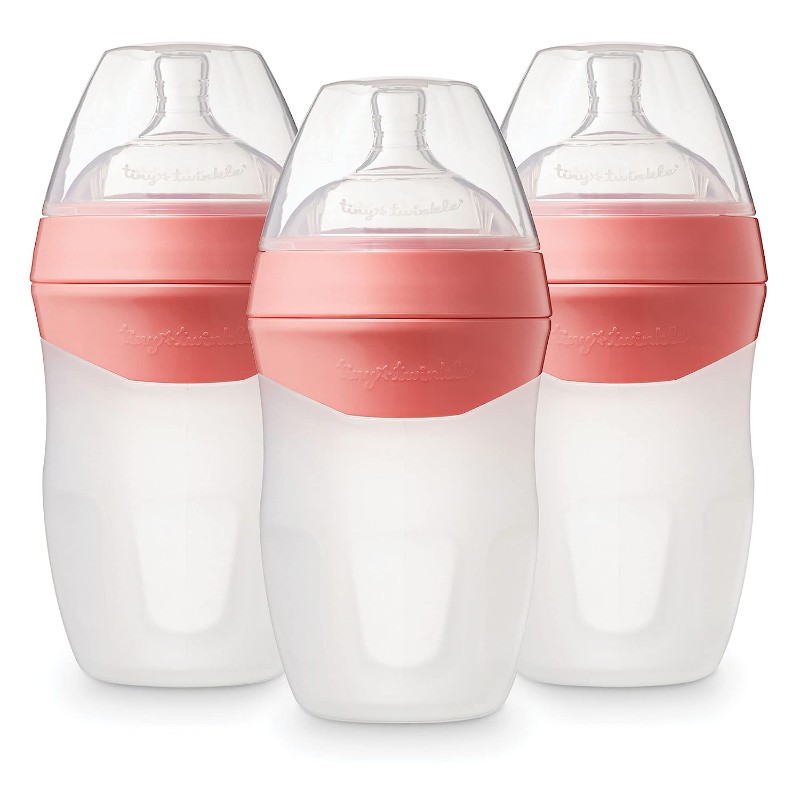 Бутылочки для кормления 3 шт. по 250 мл Tiny Twinkle Silicone, коралловый бутылочки для кормления 3 шт по 180 мл tiny twinkle silicone белый