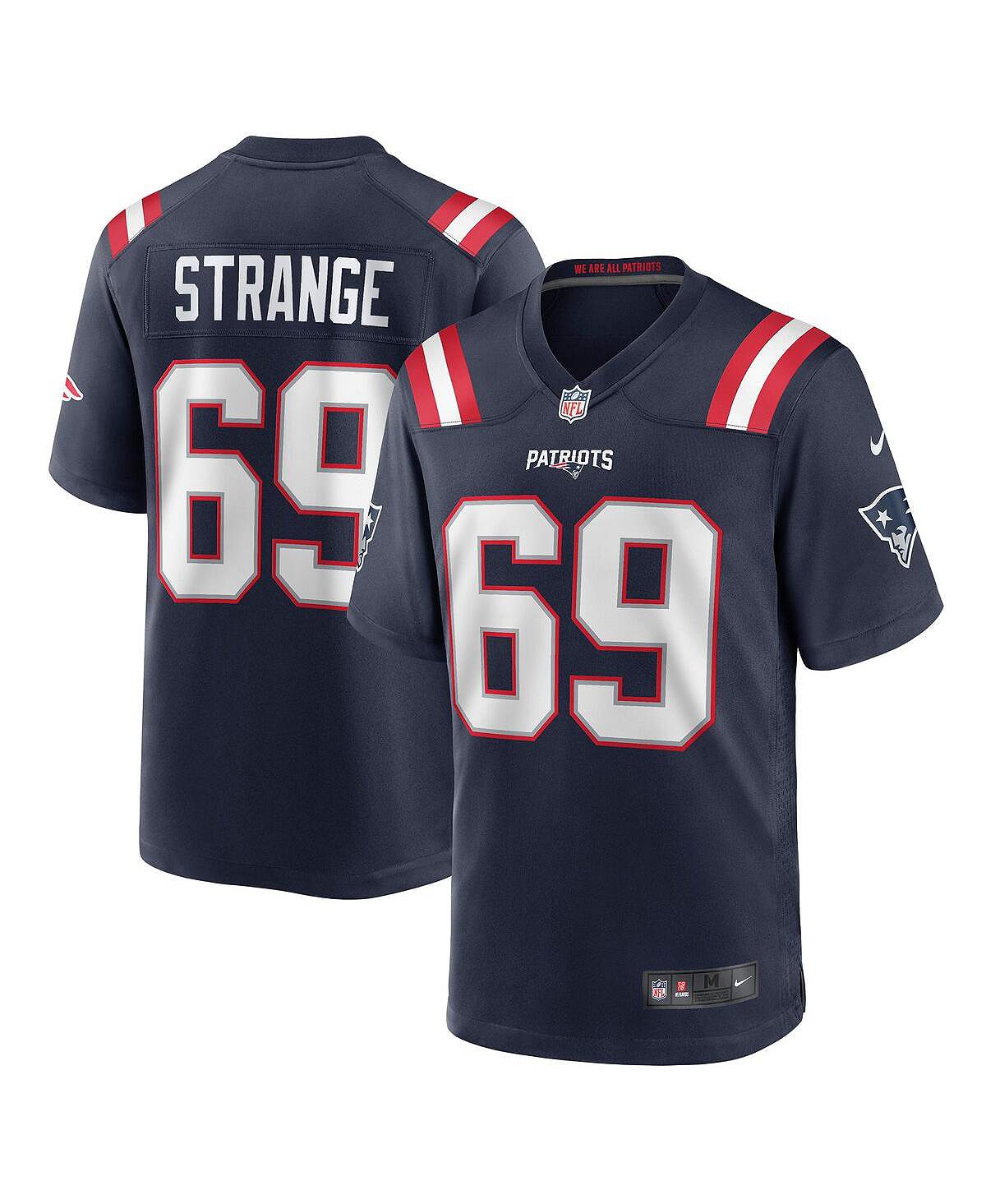 Мужская футболка cole strange navy new england patriots 2022 nfl draft  first round game jersey Nike, синий