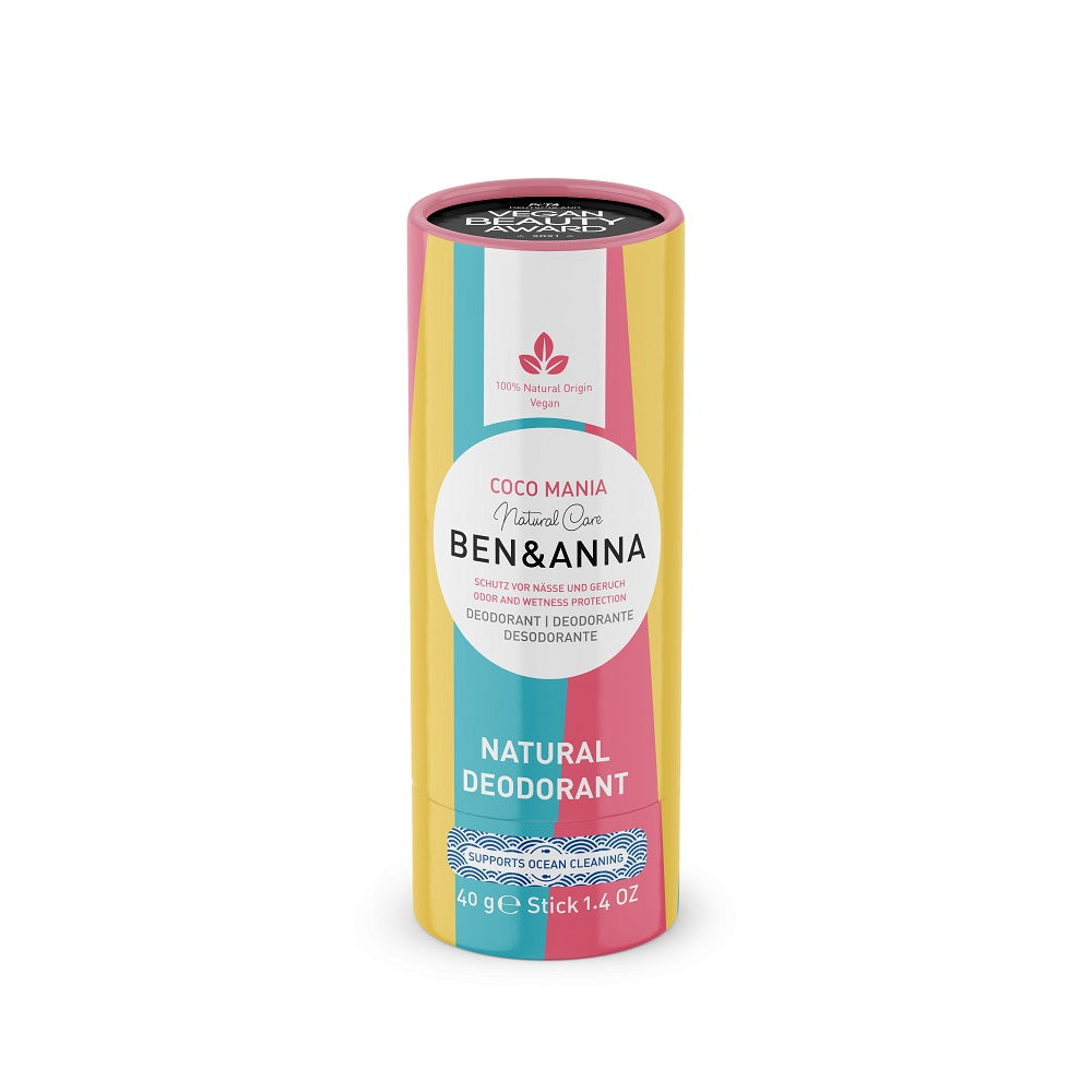 цена Ben&Anna Natural Soda Deodorant натуральный дезодорант на основе содовой картонной палочки Coco Mania 40г