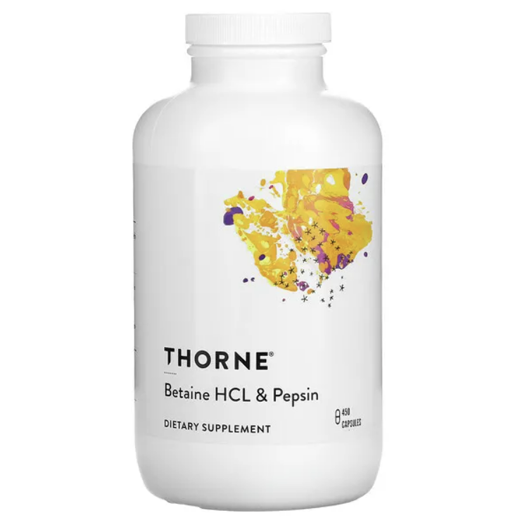 Бетаин гидрохлорид и пепсин Thorne Research Thorne Research, 450 капсул dr mercola бетаин гидрохлорид и пепсин 650 мг 90 капсул