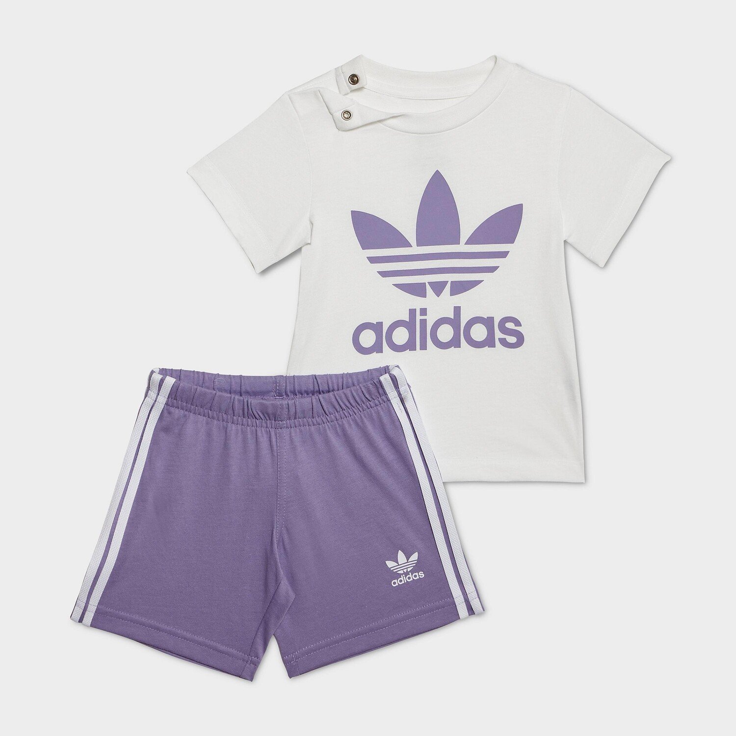 

Комплект из футболки и шорт с трилистником Adidas Originals для младенцев, фиолетовый