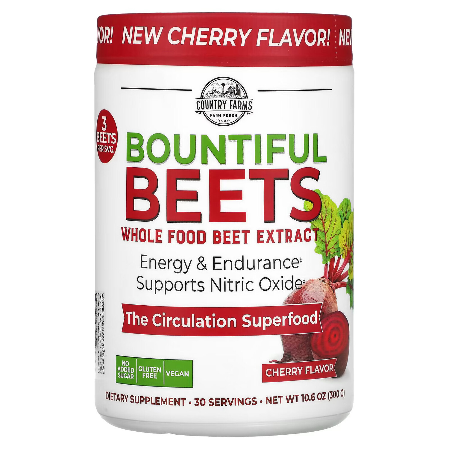 

Country Farms, Bounful Beets, экстракт цельной свеклы, вишневый вкус, 300 г (10,6 унции)