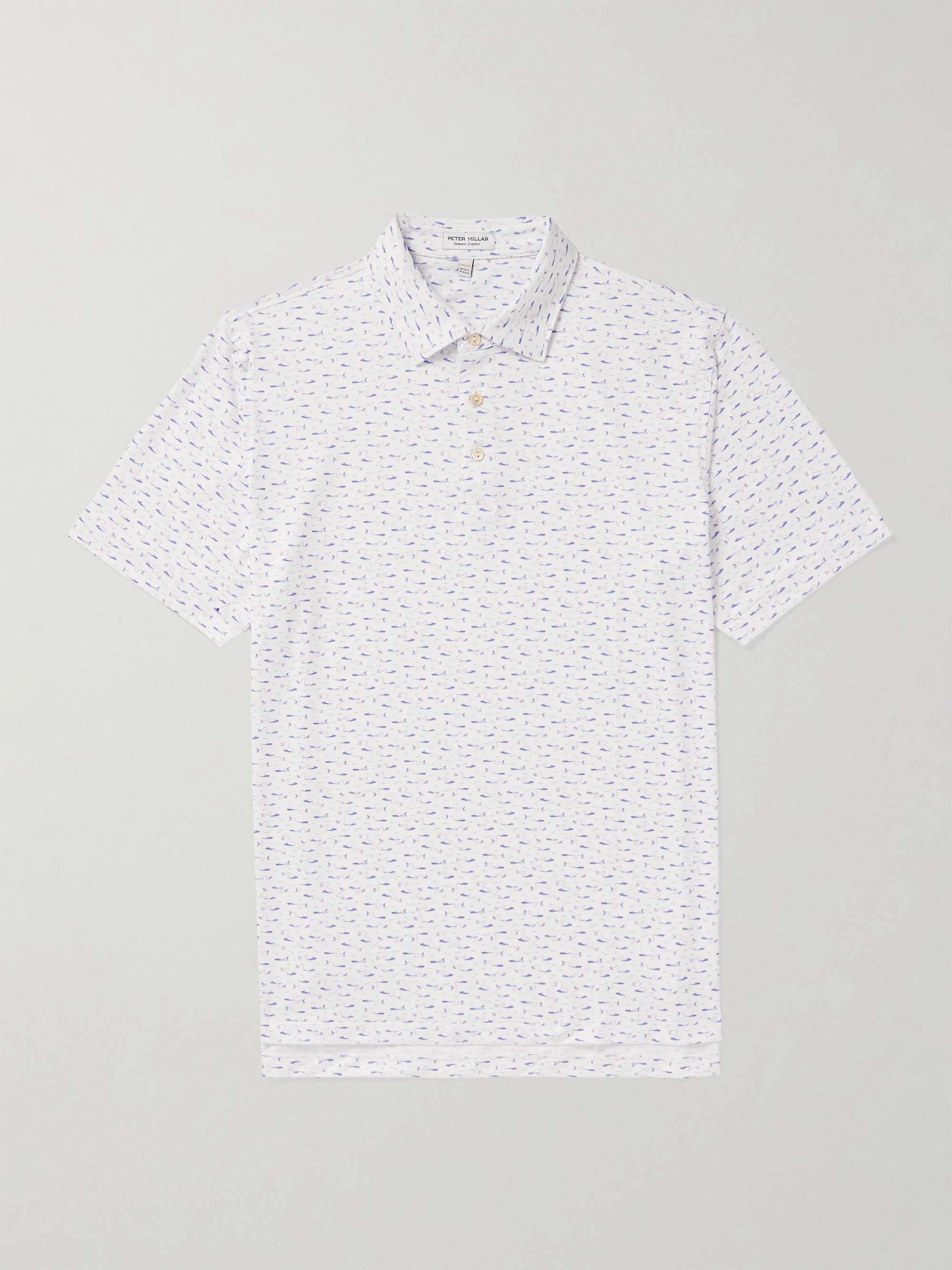 Рубашка поло из эластичного джерси с принтом Cypress PETER MILLAR, белый