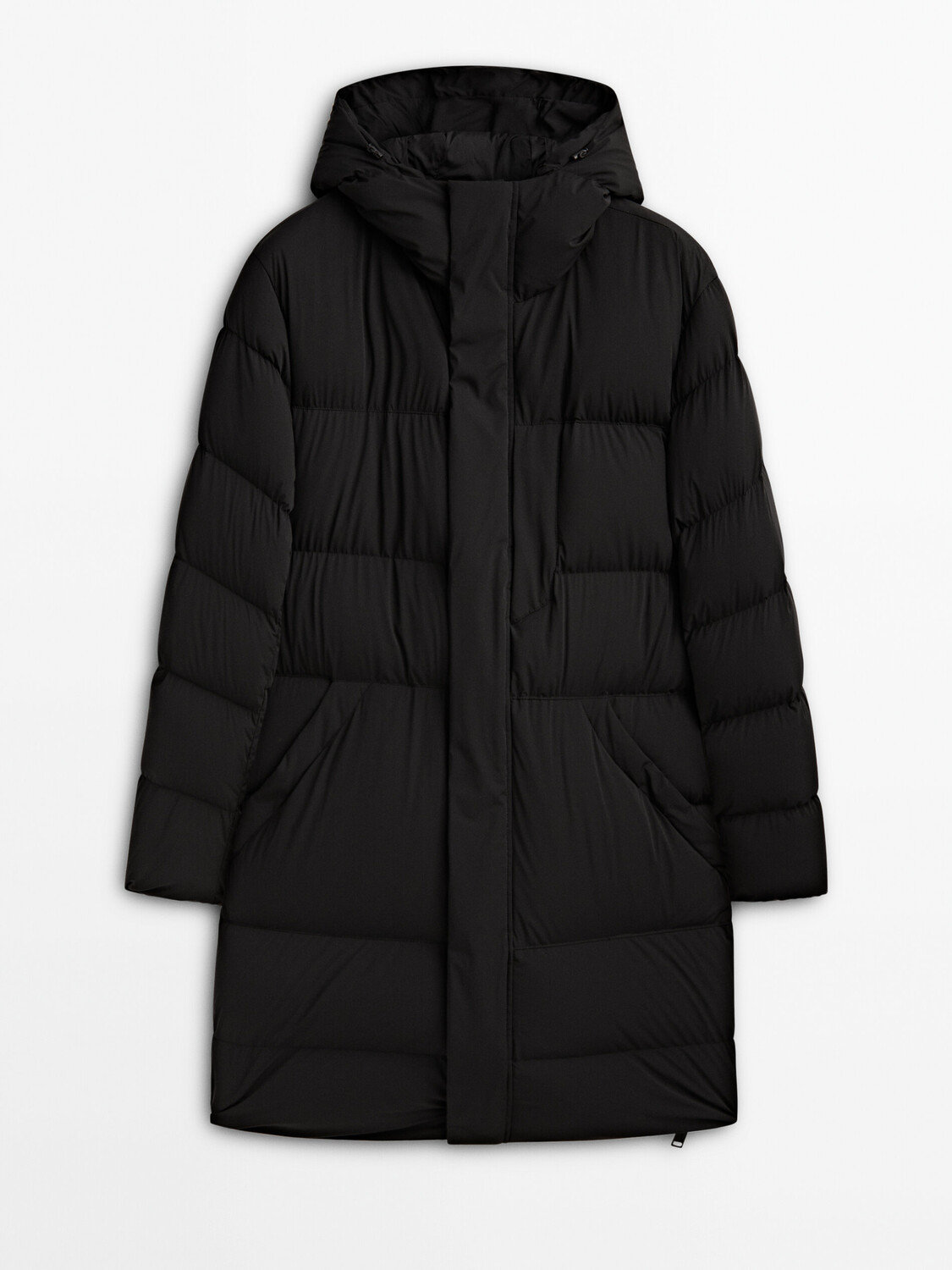 

Пуховик Massimo Dutti Bi-stretch Down And Feathers Filling, черный