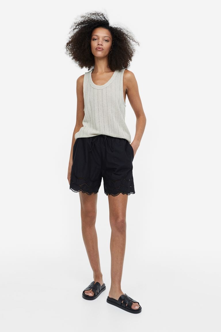 

Вышитые шорты H&M, черный