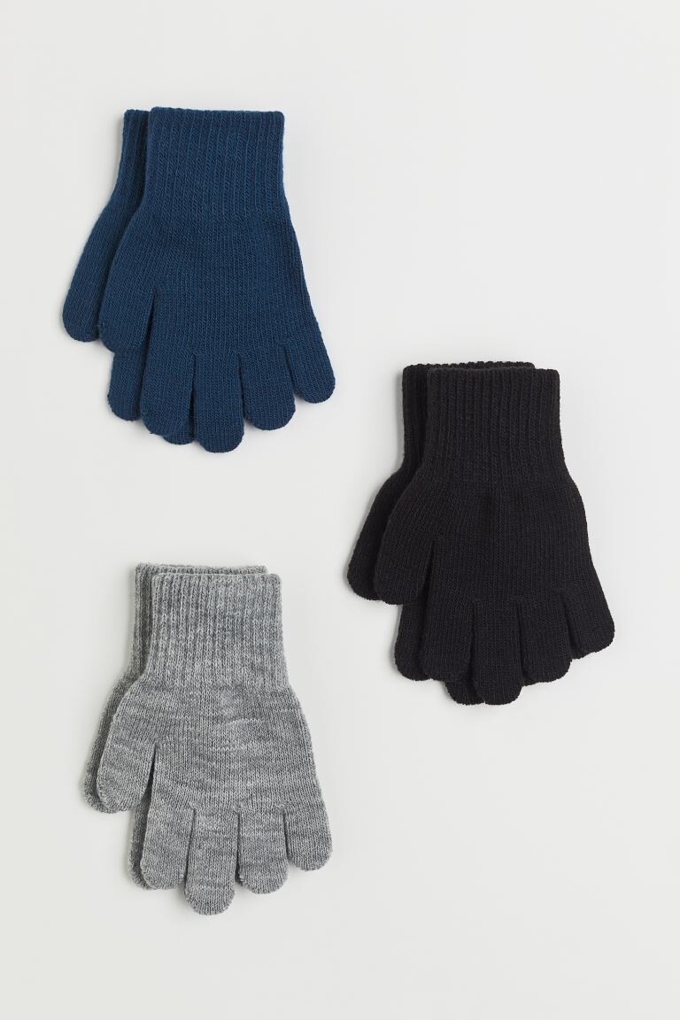

3 упаковки перчаток H&M, темно-синий/черный/светло-серый
