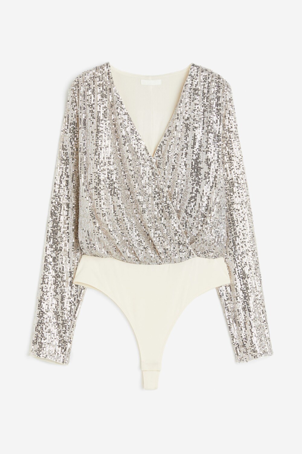 

Боди H&M Sequined, светло-бежевый/серебристый