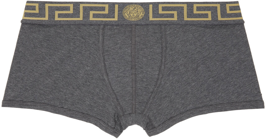 

Серые трусы-боксеры с каймой Greca Versace Underwear
