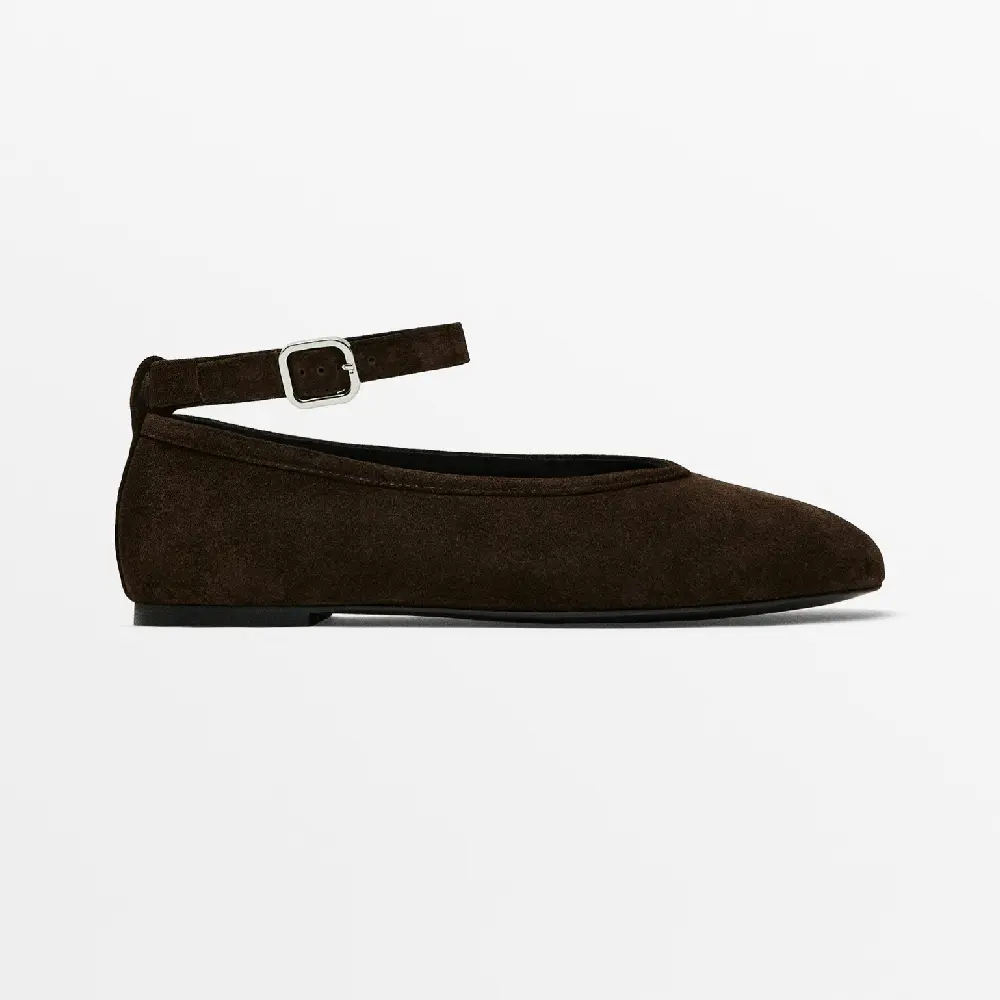 

Балетки Massimo Dutti Flats With Detachable Strap, коричневый