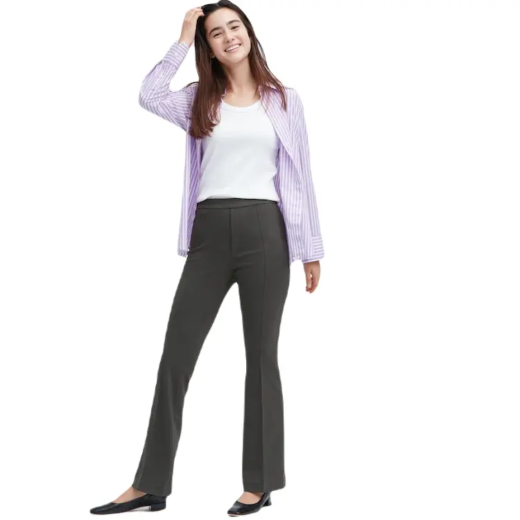 

Брюки Uniqlo Easy Flare Leggings, темно-серый