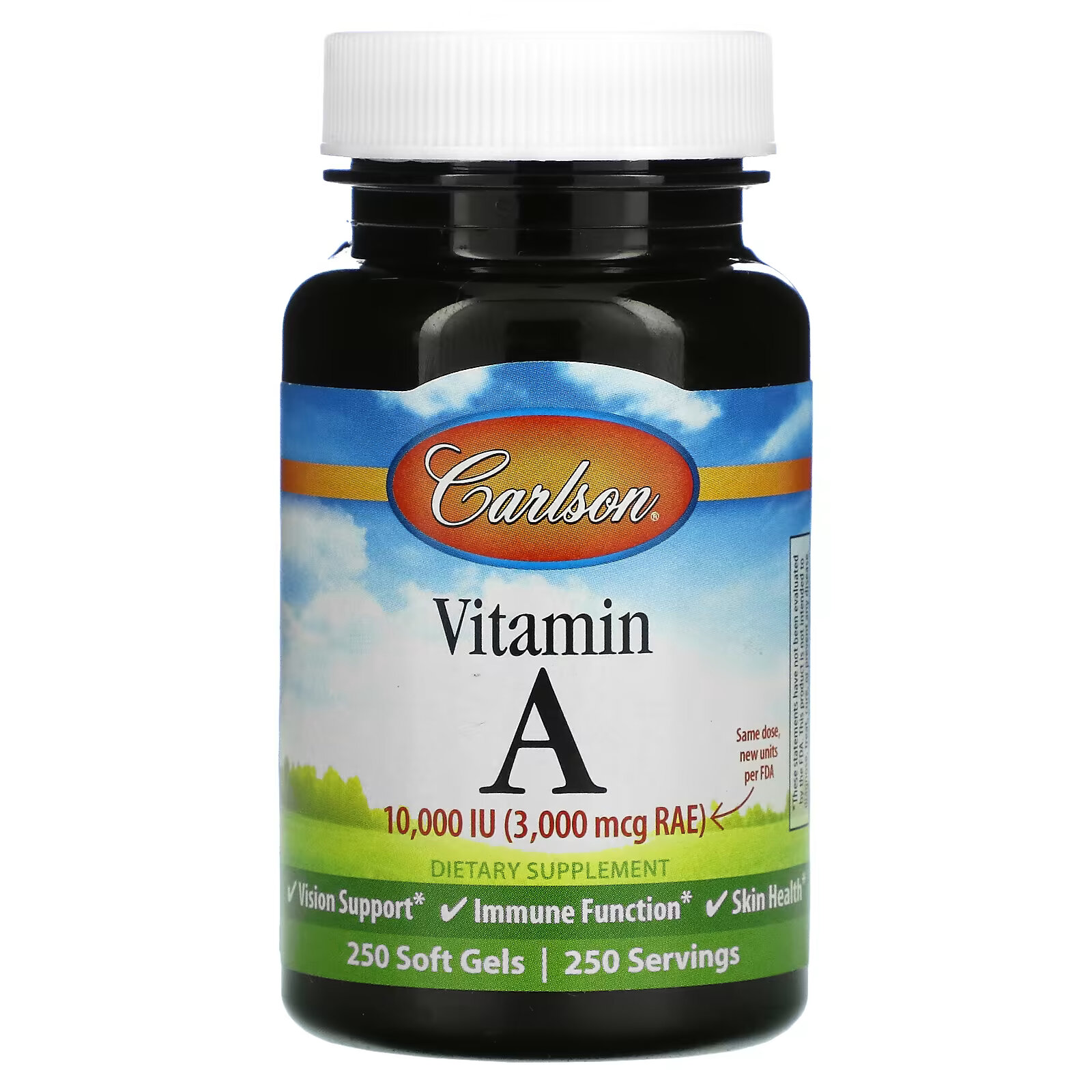 Carlson, Витамин A, 10 000 МЕ, 250 мягких таблеток carlson витамин a 15 000 ме пальмитат 240 гелевых капсул