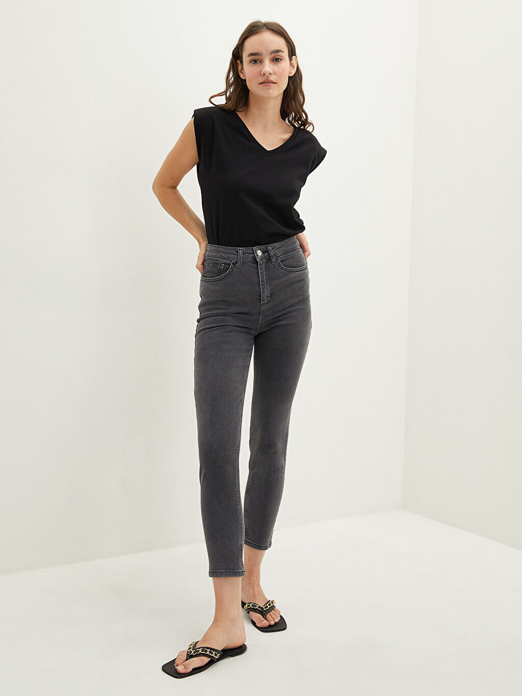 

Зауженные женские джинсы Rodeo с высокой талией и карманами LCW Jeans