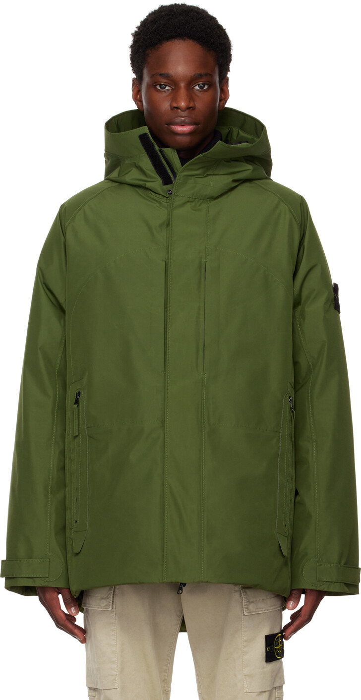 

Зеленый пуховик с капюшоном Stone Island