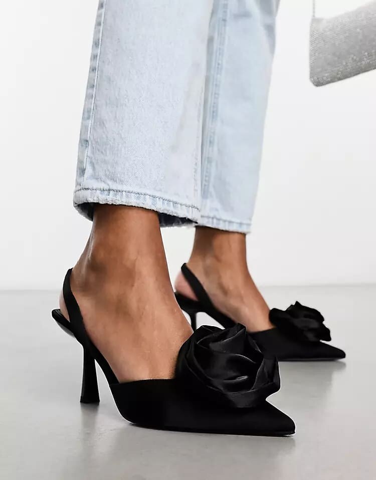 

Туфли ASOS DESIGN Sia Corsage Slingback Mid Heeled, черный