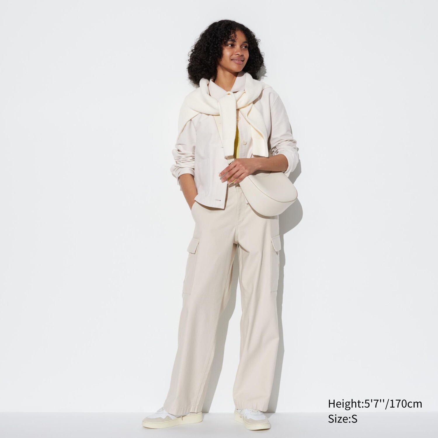 

Брюки-карго UNIQLO широкие, айвори