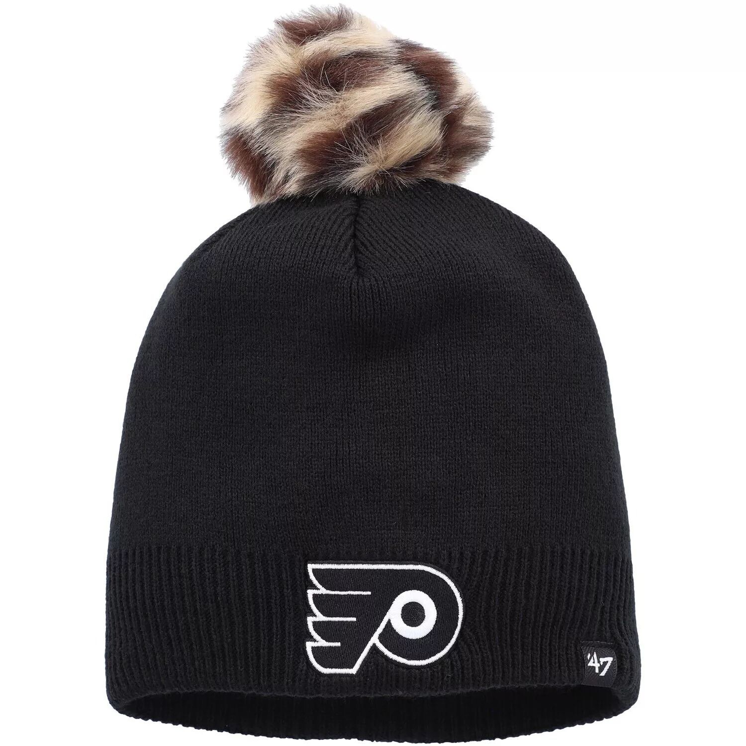 

Черная женская вязаная шапка-бини с помпоном Philadelphia Flyers Serengeti '47 47 Brand