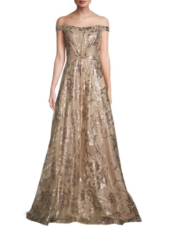 

Расклешенное платье с пайетками Rene Ruiz Collection Gold
