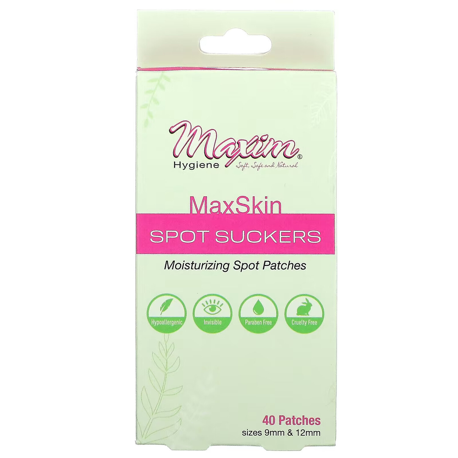 

Maxim Hygiene Products, MaxSkin, точечные присоски, 40 патчей, размеры 9 и 12 мм