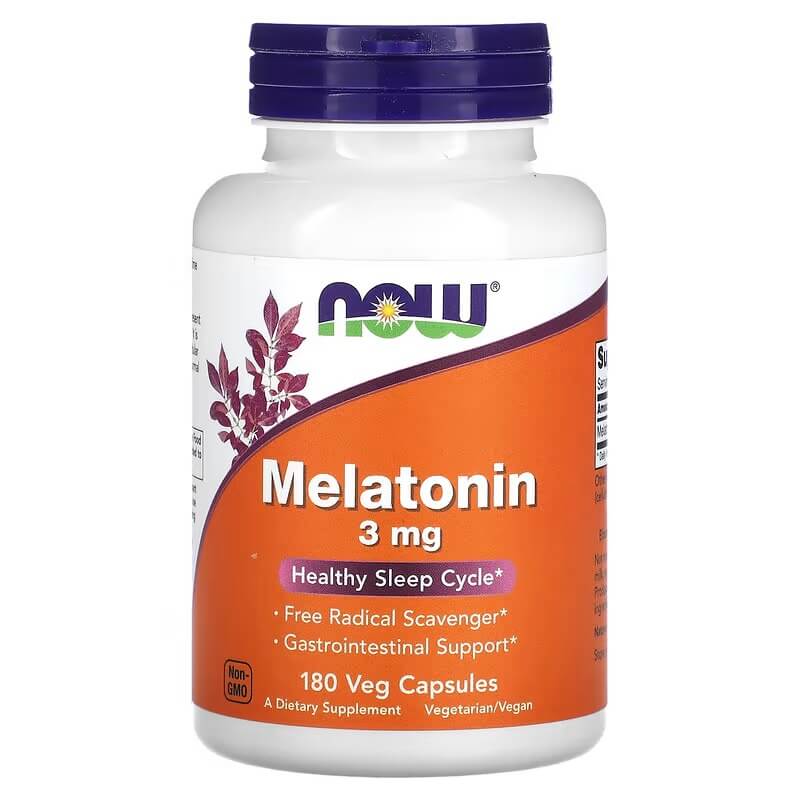 Мелатонин NOW Foods 3 мг, 180 растительных капсул now foods суперомега 3 6 9 1200 мг 180 капсул