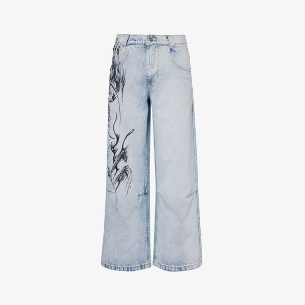 цена Широкие джинсы colossus со средней посадкой из смесового денима Jaded London, цвет blue decal
